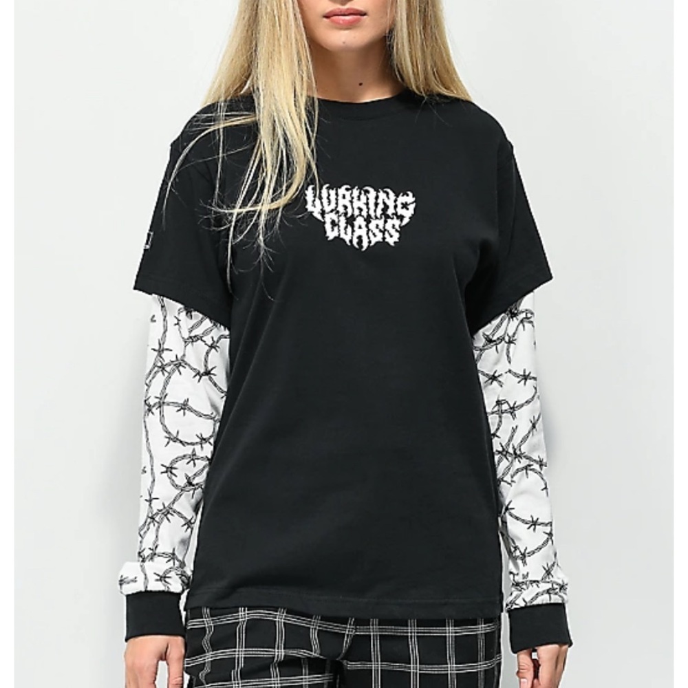 Women's Lurking Class Black Graphic Long Sleeve Top